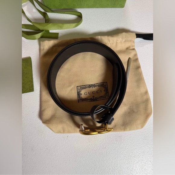 New Gucci LEATHER BELT WITH DOUBLE G BUCKLE
Sz 85 / 34 - Picture 8 of 11